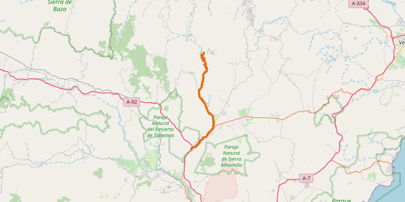 Route map for Alto de Velefique