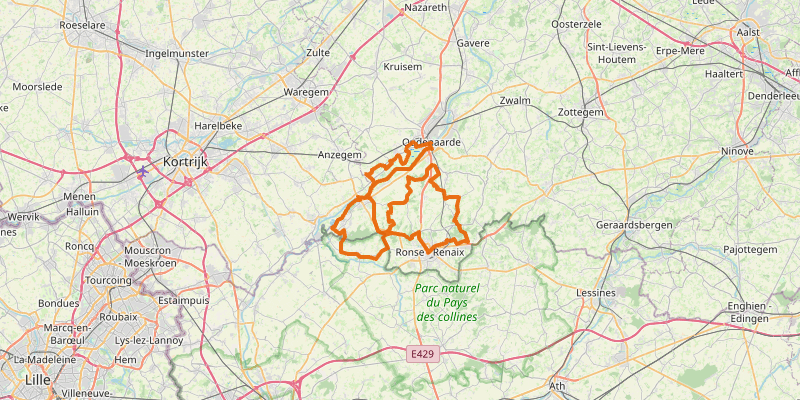 Route map for Tour of Flanders: Blue loop