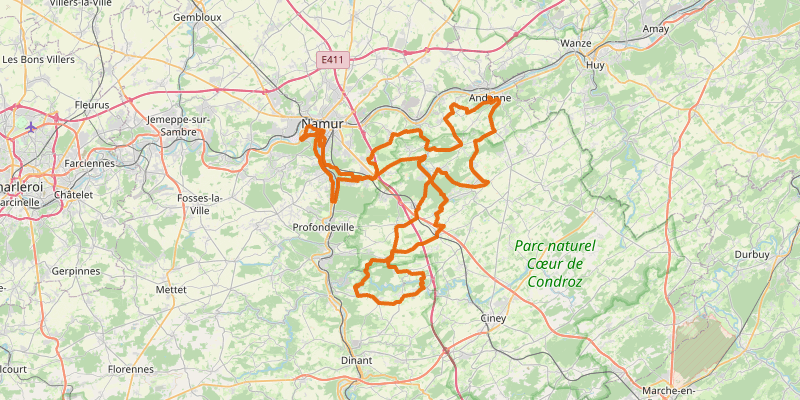 Route map for Tour de Namur