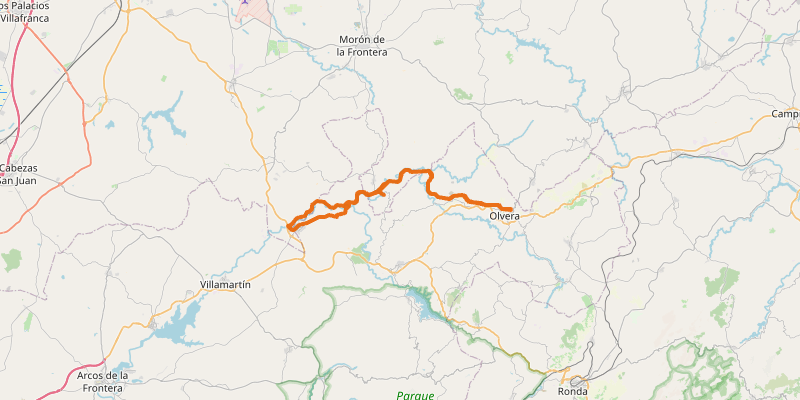 Route map for Vía Verde de la Sierra