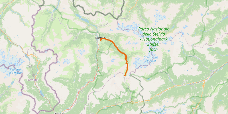 Route map for Passo di Gavia