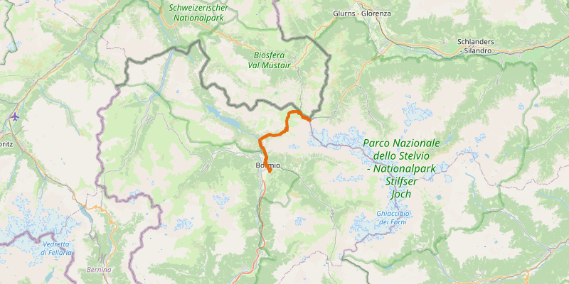 Route map for Passo dello Stelvio