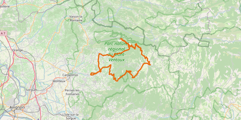 Route map for Mont Ventoux