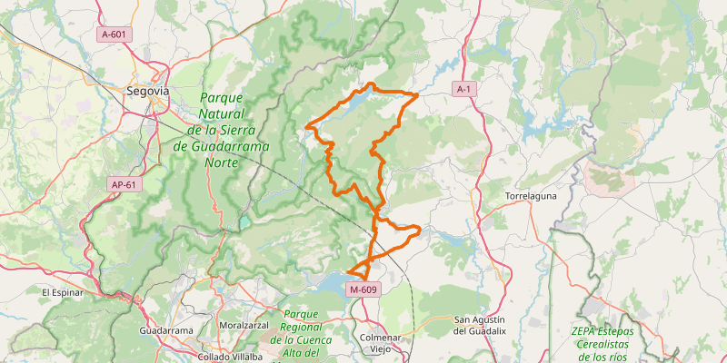 Route map for La Morcuera