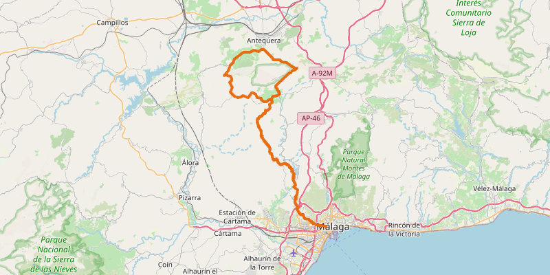 Route map for El Torcal (via La Joya)