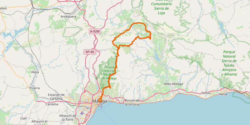 Route map for Puerto del Sol