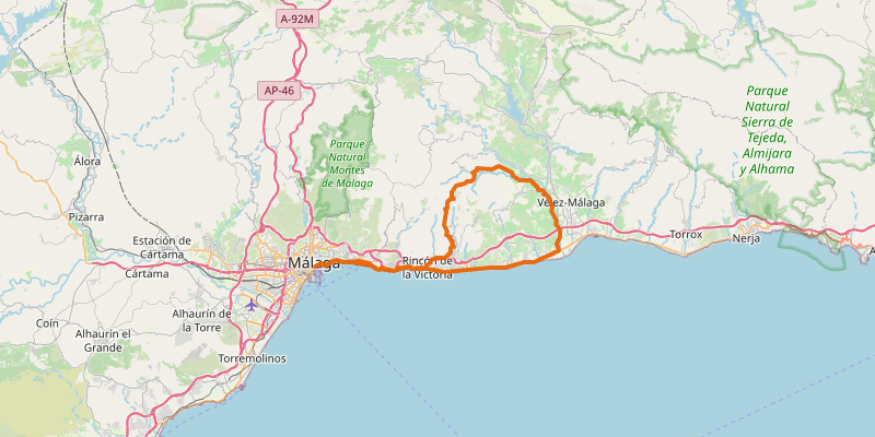 Route map for Ruta de la pasa