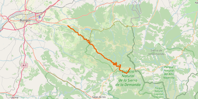 Route map for Vía Verde de la Sierra de la Demanda