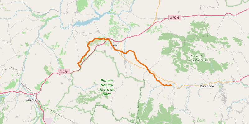 Route map for Vía Verde del Almanzora: Baúl to Serón