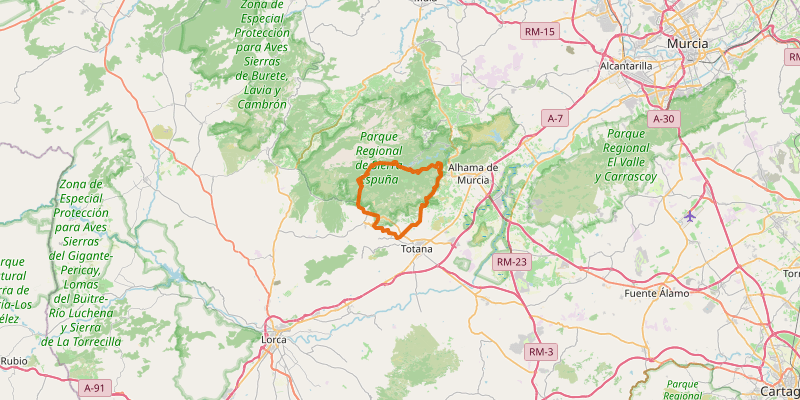 Route map for Collado Bermejo from Totana