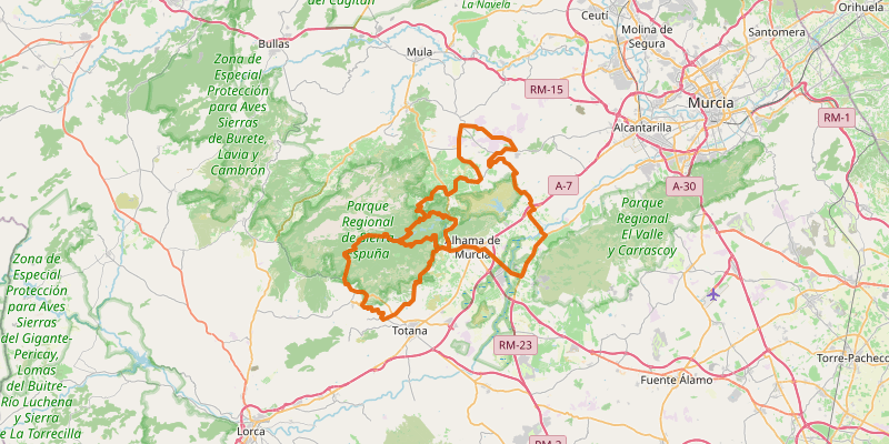 Route map for Sierra Espuña loop